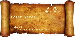 Later Vencel névjegykártya